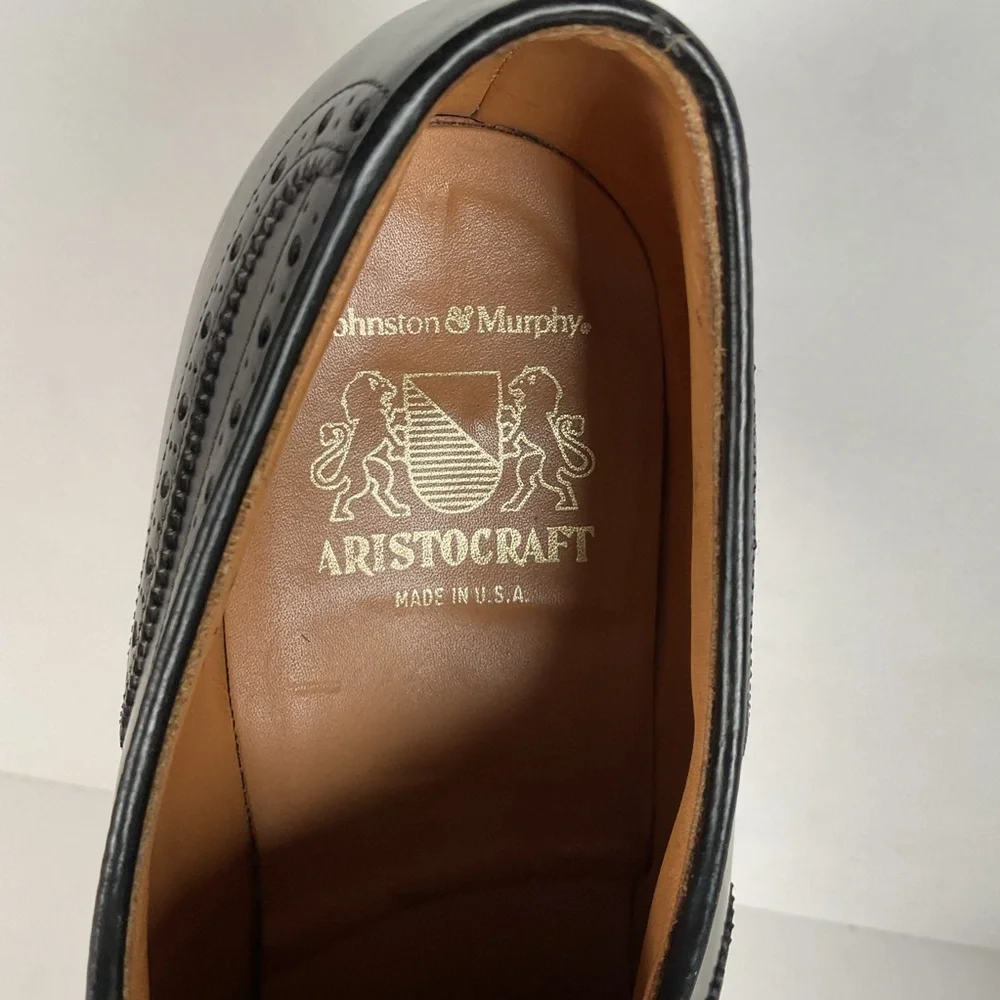 Vintage Johnston Murphy Oxford Shoes | USA Made | Classic Black | Men’s 12 D